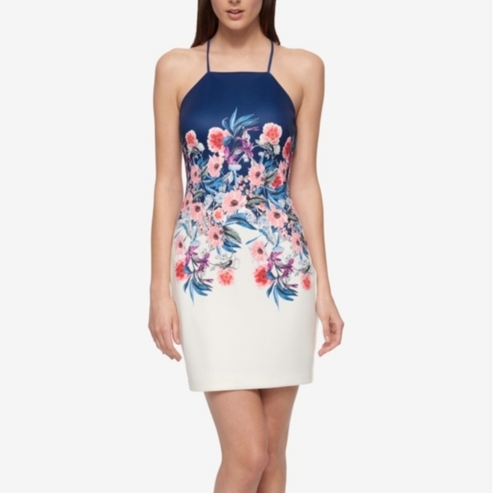 GUESS Floral-Print Open-Back Sheath Dress Size 0 N